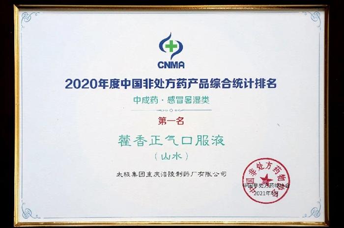 太极集团荣登2020年OTC生产企业榜单 多产品排名榜首